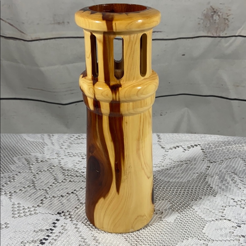 Hand Carved Wooden Tealight Lighthouse
